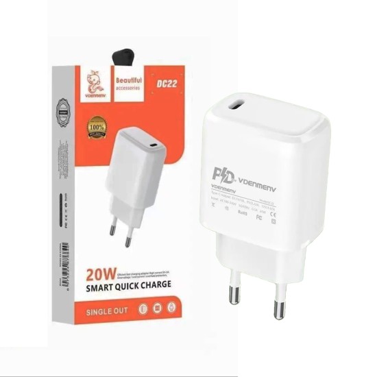 Adaptador Denmen DC22 USB C PD PD20W Branco